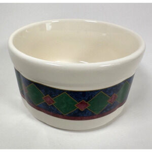 Pfaltzgraff Amalfi Classic Dip Bowl Navy/Burgundy/Green Geometric Serving VTG